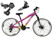 Bicicleta Vikingx Tuff 25 Aro 26 Susp. Dianteira 21 Marchas - Amarelo/rosa