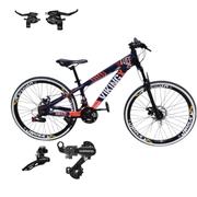 Bicicleta Vikingx Tuff 25 Disc M Aro 26 Susp. Dianteira 24 Marchas - Roxo/laranja
