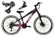 Bicicleta Vikingx Tuff 25 Aro 26 Susp. Dianteira 21 Marchas - Preto/rosa
