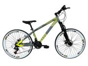 Bicicleta Vikingx Tuff 35 Disc H Aro 26 Susp. Dianteira 21 Marchas - Cinza/amarelo
