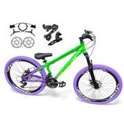 Bicicleta Vikingx Tuff 44 Disc H Aro 26 Susp. Dianteira 21 Marchas - Verde/roxo