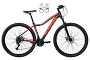 Bicicleta Alfameq Pandora Disc H Aro 29 Susp. Dianteira 21 Marchas - Preto/laranja/rosa
