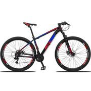 Bicicleta Ksw Xlt 100 Disc H Aro 29 Susp. Dianteira 24 Marchas - Preto/azul/vermelho