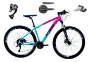 Bicicleta Ksw Xlt Disc H T15.5 Aro 29 Susp. Dianteira 27 Marchas - Azul/preto/rosa