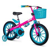 Bicicleta Absolute Unicórnio Aro 16 Rígida 1 Marcha - Azul/rosa