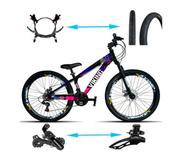 Bicicleta Vikingx Tuff 25/30 Disc H Aro 26 Susp. Dianteira 21 Marchas - Preto/rosa
