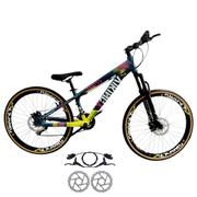 Bicicleta Vikingx Tuff 25 Disc H Aro 26 Susp. Dianteira 24 Marchas - Azul/amarelo