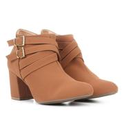 bota cano curto griffe salto grosso feminina