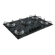 Cooktop 5 Bocas Chamalar Preto - Tripla Chama Marmorizado - Gás Bivolt Cooktop 5 Bocas Chamalar Preto - Tripla Chama Marmorizado - Gás Bivolt