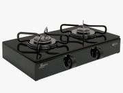 Fogão 2 Bocas Clarice Júnior Glass Preto Mesa em Vidro