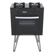 Fogão 2 Bocas Venax Mini Cook Preto Mesa em Vidro - 16251