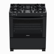 Fogão 5 Bocas Venax Delplus Vitreo Bl Preto Mesa em Vidro - Bivolt