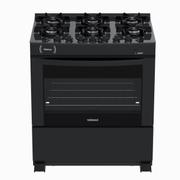 Fogão 6 Bocas Venax Delplus Vitreo Bl Preto Mesa em Vidro - Bivolt