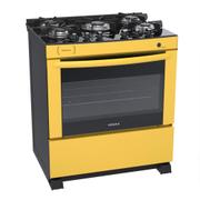Fogão 5 Bocas Venax Delplus Vitreo Bl Amarelo Mesa em Vidro - Bivolt