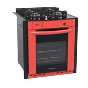 Fogão 4 Bocas de Embutir Venax Gaudi Prisma Vitreo Vermelho Mesa em Vidro - Bivolt - 23916