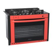 Fogão 5 Bocas de Embutir Venax Gaudi Prisma Vitreo Vermelho Mesa em Vidro - Bivolt - 23638