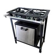 Fogão 2 Bocas Alcazon Baixa Pressão C/ Forno 60l Inox - Acz-002+aczf-001