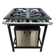 Fogão 4 Bocas Alcazon Baixa Pressão C/ Forno 75l Inox - Acz-004+aczf-003