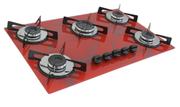 Cooktop 5 Bocas Chamalar Vermelho - Ultra Chama Marmorizado - Gás Bivolt Cooktop 5 Bocas Chamalar Vermelho - Ultra Chama Marmorizado - Gás Bivolt
