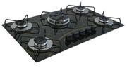 Cooktop 5 Bocas Chamalar Preto - Tripla Chama Mesclado - Gás Bivolt Cooktop 5 Bocas Chamalar Preto - Tripla Chama Mesclado - Gás Bivolt
