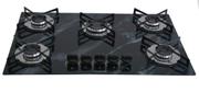Cooktop 5 Bocas Chamalar Preto - Premium Ultra Chama Marmorizado - Gás Bivolt