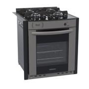 Fogão 4 Bocas de Embutir Venax Gaudi Prisma Vitreo Bl Grafite Mesa em Vidro – Bivolt