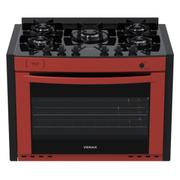 Fogão 5 Bocas de Embutir Venax Gaudi Prisma Vitreo Bl Vermelho Mesa em Vidro - Bivolt