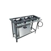 Fogão 3 Bocas Metalmaq Com Forno Inox - S2000