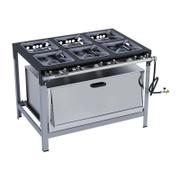 Fogão 6 Bocas Metalmaq Industrial Com Forno 30 X 30 Inox