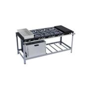 Fogão 6 Bocas Metalmaq Luxo Com Banho Maria e Chapa Inox - M27