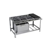 Fogão 6 Bocas Metalmaq Industrial Com Forno e Chapa Preto - M23