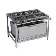 Fogão 6 Bocas Metalmaq Industrial Com Forno 30 X 30 Inox