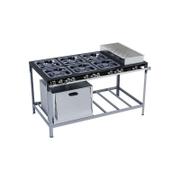 Fogão 6 Bocas Metalmaq Luxo C/forno e Banho Maria Inox