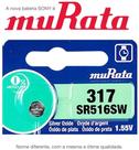 01 Baterias Murata 317 SR516SW 1.55V Célula de Botão de Relógio de Óxido de Prata