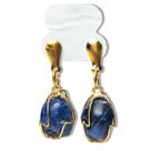 01 Brinco Cesta Amarrada Pedra Sodalita Azul Dourado