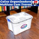 01 Caixa Organizadora Transparente De Plástico Com Trava 30 Litros