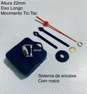 01 Mecanismo de relógio para parede com sistema de encaixe com rosca e altura 22mm Eixo Alto Tic-Tac 01 Mecanismo de relógio para parede com sistema de encaixe com rosca e altura 22mm Eixo Alto Tic-Tac