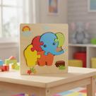 01 Quebra Cabeça Madeira Animais e Formas Personagens Brinquedo Infantil Educativo Sensorial Montessori