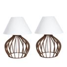 02 Abajur De Mesa Luminária Moderna de Madeira Modelo PP E-27 Marrom