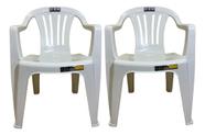 02 Cadeira Poltrona Plástico Mor Resistente Braço Bela Vista