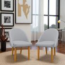 02 Cadeiras Decorativa Estofada Para Sala Recepção Cozinha Lua Star Veludo Cinza Claro Eli Móveis e Decoração