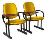 02 Cadeiras para Auditório com Prancheta Linha Dallas Auditório Amarelo