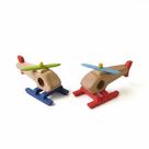 02 Helicóptero de Madeira Esquilo Hélice Móvel Multicolorido 6x12 brinquedo infantil