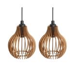 02 Pendentes Luminária De Teto Moderno Área Gourmet Madeira Crua