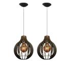 02 Pendentes Luminária De Teto Moderno Área Gourmet Madeira Preto Modelo Coquinho 02 Pendentes Luminária De Teto Moderno Área Gourmet Madeira Preto Modelo Coquinho