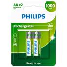 02 Pilhas Aaa Recarregáveis 1000mah Philips