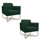 02 Poltronas Marisa Suede Base X Industrial Dourada Verde 02 Poltronas Marisa Suede Base X Industrial Dourada Verde