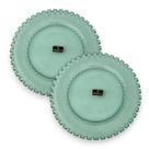 02 Pratos de Sobremesa Cristal Diamante 19cm Verde Menta