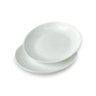 02 Pratos Fundos Branco Sobremesa Vidro Opalino 20cm Full