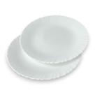 02 Pratos Rasos Refeição Vidro Opalino Branco 25cm Versus